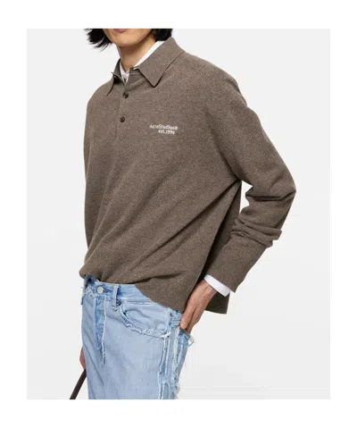 Acne Studios Wool Knit Polo In Multi
