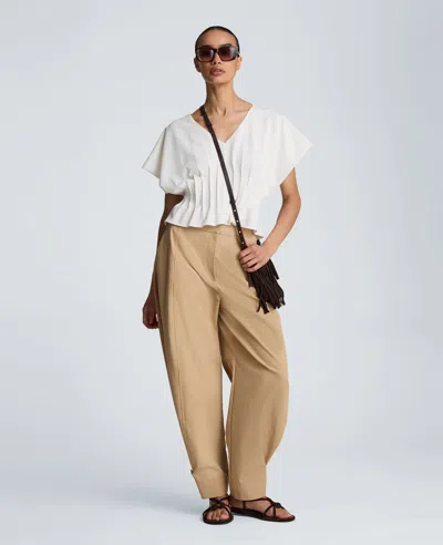 Kenneth Cole Pleated V-neck Pullover Top In White