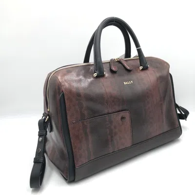 Pre-owned Bally Python Pattern 2way Boston Women's Bag () In Brown