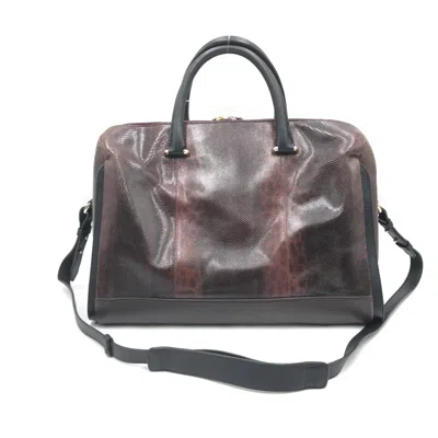 Pre-owned Bally Python Pattern 2way Boston Women's Bag () In Brown