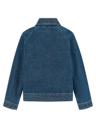 Bode Embroidered Merino Wool-blend Denim Jacket In Blue