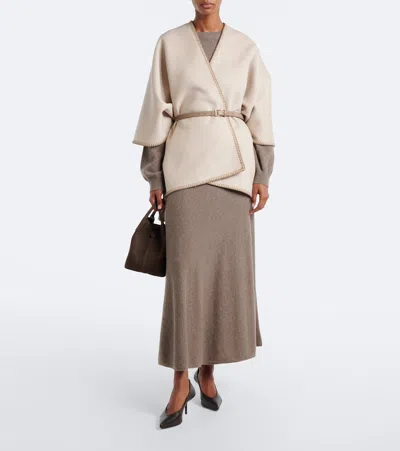 Max Mara Virgin Wool Cape In Brown