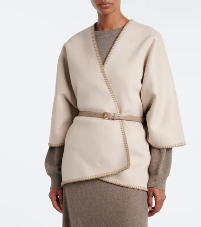 Max Mara Virgin Wool Cape In Brown