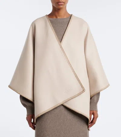 Max Mara Virgin Wool Cape In Brown