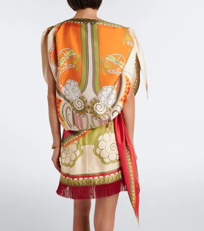 La Doublej Full-on Printed Silk Twill Top In Multi
