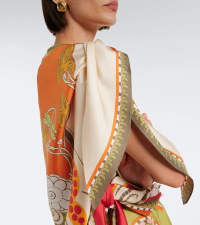 La Doublej Full-on Printed Silk Twill Top In Multi