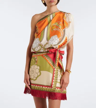 La Doublej Full-on Printed Silk Twill Top In Multi