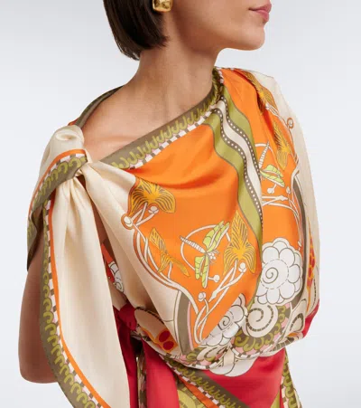 La Doublej Full-on Printed Silk Twill Top In Multi