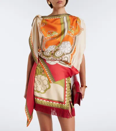 La Doublej Full-on Printed Silk Twill Top In Multi