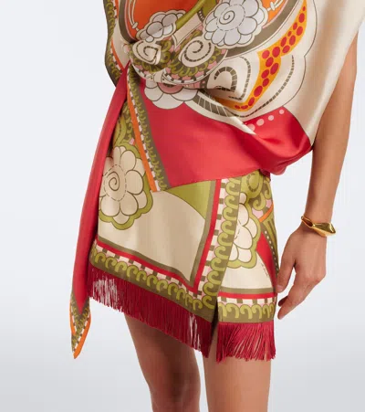 La Doublej Full-on Printed Silk Twill Top In Multi