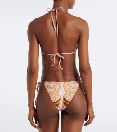 La Doublej Printed String Bikini Bottoms In Pink