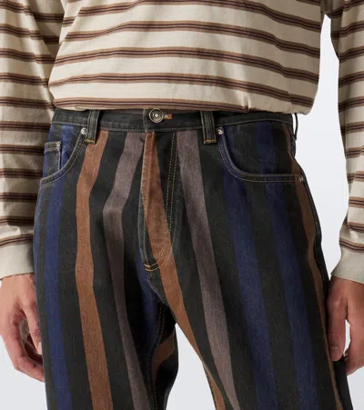 Versace Denim Jeans Striped Pattern Belt Loops In Multi