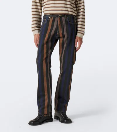 Versace Denim Jeans Striped Pattern Belt Loops In Multi