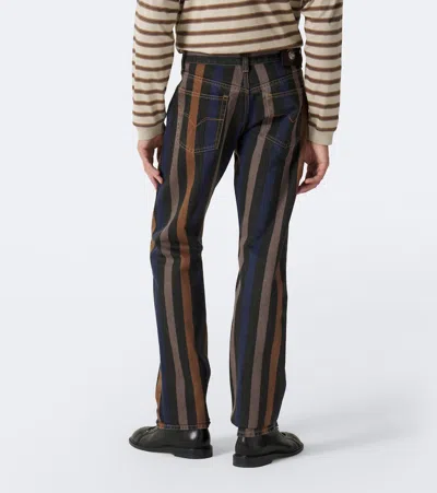 Versace Denim Jeans Striped Pattern Belt Loops In Multi