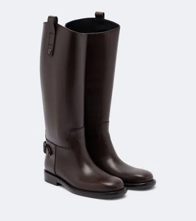 Burberry Cavalier Equestrian-knight Calf Leather Boots In Brown