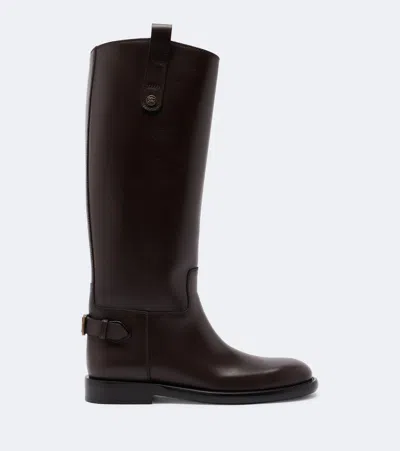 Burberry Cavalier Equestrian-knight Calf Leather Boots In Brown