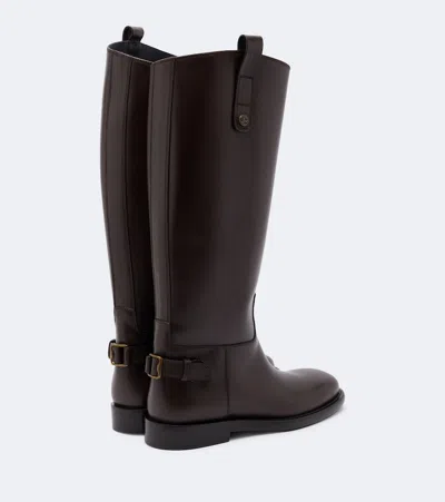 Burberry Cavalier Equestrian-knight Calf Leather Boots In Brown