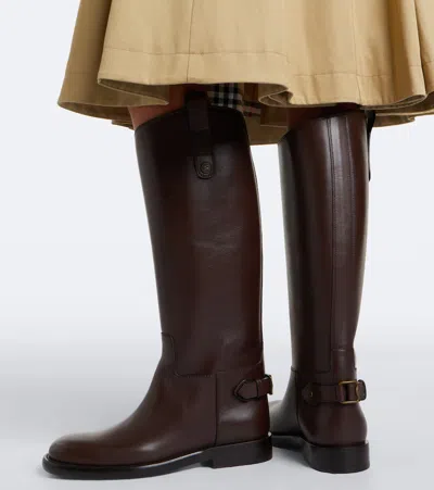 Burberry Cavalier Equestrian-knight Calf Leather Boots In Brown