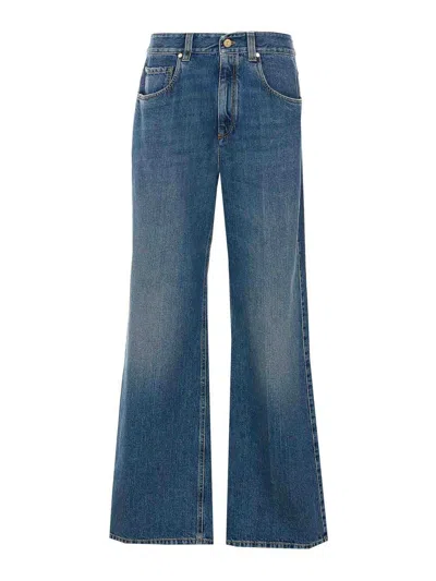 Brunello Cucinelli Blue Stonewashed Denim Jeans In Metallic
