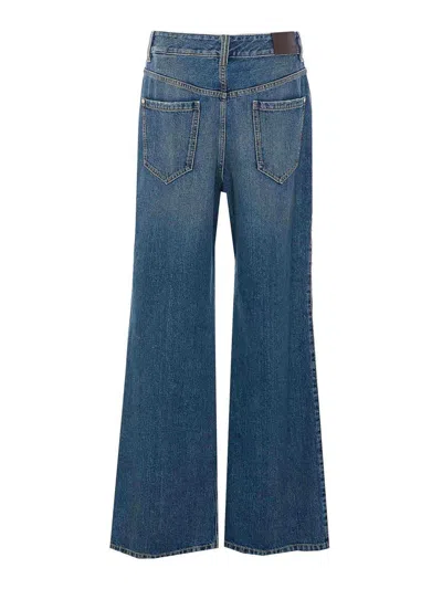 Brunello Cucinelli Blue Stonewashed Denim Jeans In Metallic