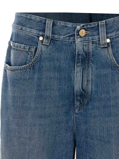 Brunello Cucinelli Blue Stonewashed Denim Jeans In Metallic
