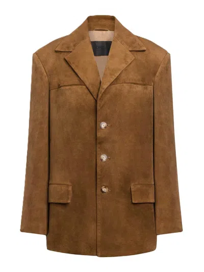 Dondup Button Suede Blazer In Brown