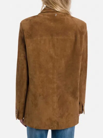 Dondup Button Suede Blazer In Brown