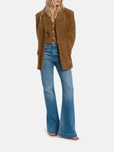 Dondup Button Suede Blazer In Brown