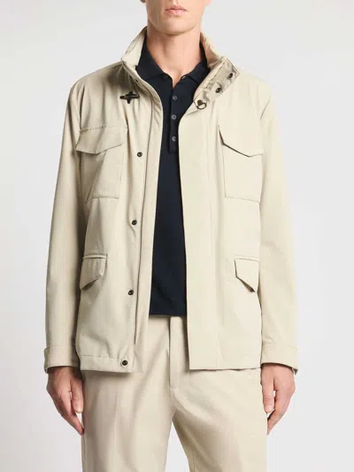 Fay Medium Tan Field Stretch Utility Jacket In Neutral