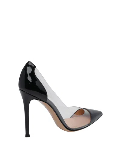 Gianvito Rossi Plexi Pump Patent Leather Transparent Panels In Black