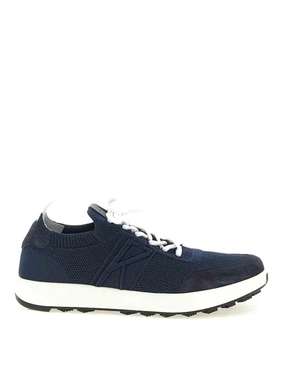 Kiton Technical Cotton Sneakers In Blue