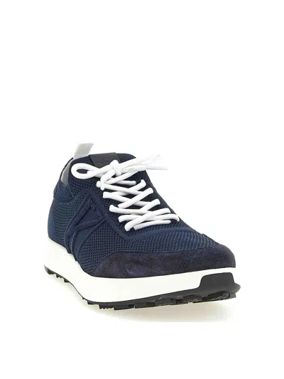 Kiton Technical Cotton Sneakers In Blue