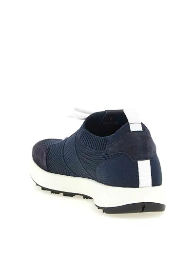 Kiton Technical Cotton Sneakers In Blue