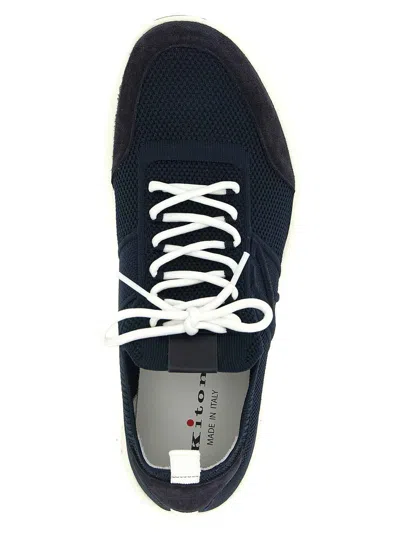 Kiton Technical Cotton Sneakers In Blue