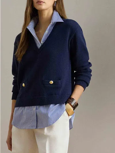 Ralph Lauren Sweater-pullover-combed Cotton In Multi