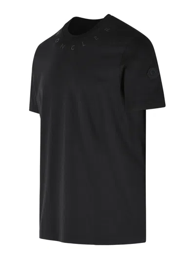 Moncler Black Solid Crew Neck T-shirt In Animal Print
