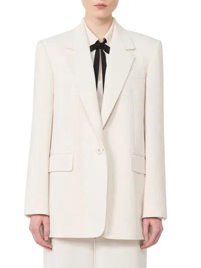 Max Mara Single-breasted Cady Blazer In White