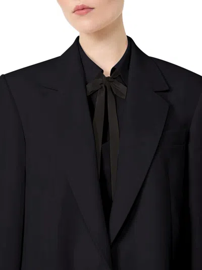 Max Mara Single-breasted Cady Blazer In Black