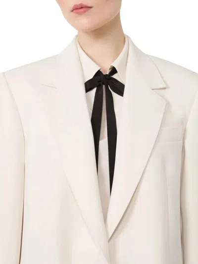 Max Mara Single-breasted Cady Blazer In White
