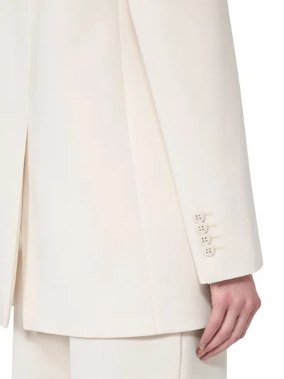 Max Mara Single-breasted Cady Blazer In White