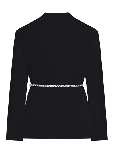 Max Mara Studio Double-breasted Cady Jacket With Belt In Black
