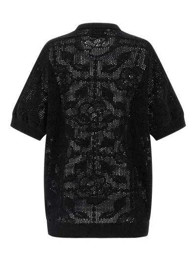 Nude Cotton Sweater Crew Neck Lace Pattern In Black