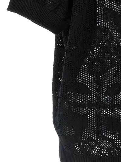 Nude Cotton Sweater Crew Neck Lace Pattern In Black