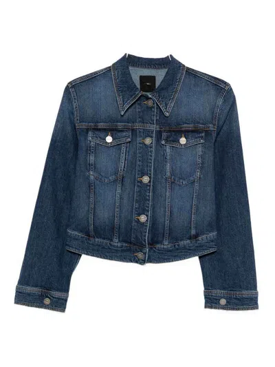 Pinko Medium Denim Cotton Elastane Jacket In Black