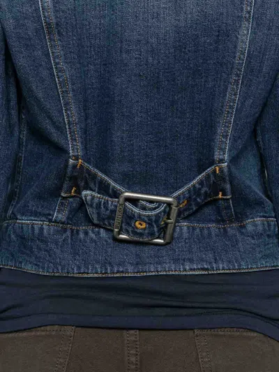 Pinko Medium Denim Cotton Elastane Jacket In Black