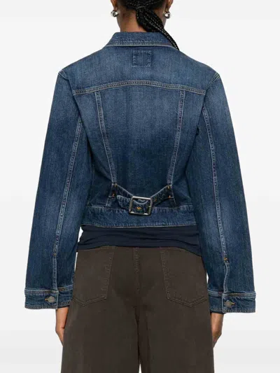 Pinko Medium Denim Cotton Elastane Jacket In Black