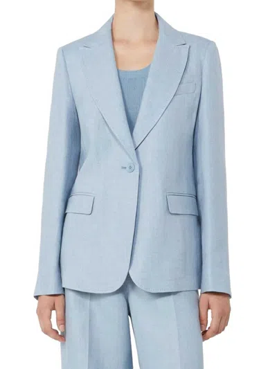 Weekend Max Mara Linen Single-breasted Blazer In Blue