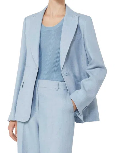 Weekend Max Mara Linen Single-breasted Blazer In Blue