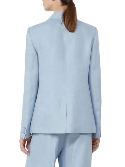 Weekend Max Mara Linen Single-breasted Blazer In Blue