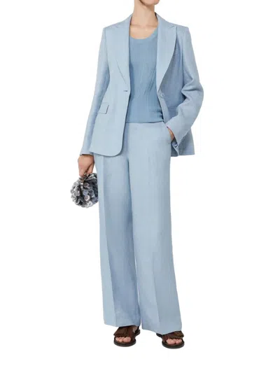Weekend Max Mara Linen Single-breasted Blazer In Blue